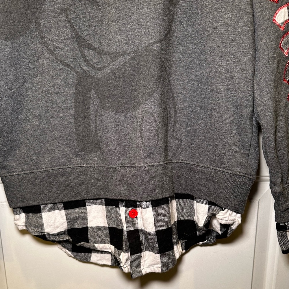Like New Disneyland Mickey Mouse Buffalo Plaid Unisex Embroidered Sweater - Picture 7 of 13